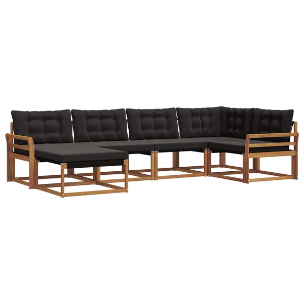 vidaXL Ensemble de canapés d'extérieur 6 pc Naturel et Noir