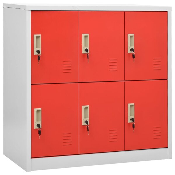 vidaXL Armoire à casiers Gris clair et rouge 90x45x92 5 cm Acier