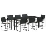 vidaXL Ensemble de salle à manger pour jardin 9 Pièces Noir et Crème