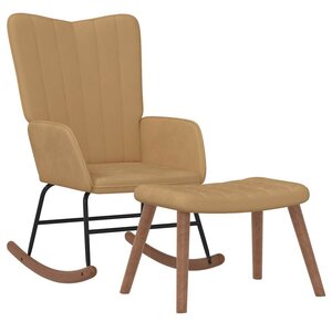 vidaXL Chaise à bascule avec repose-pied Marron Velours