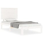 vidaXL Cadre de lit avec tête de lit blanc 90x200 cm bois massif