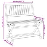 vidaXL Banc de jardin pliant 80x46x85 cm en bois massif d'acacia