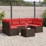 vidaXL Salon de jardin avec coussins 7 Pièces marron résine tressée