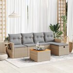 vidaXL Salon de jardin avec coussins 6 Pièces beige résine tressée