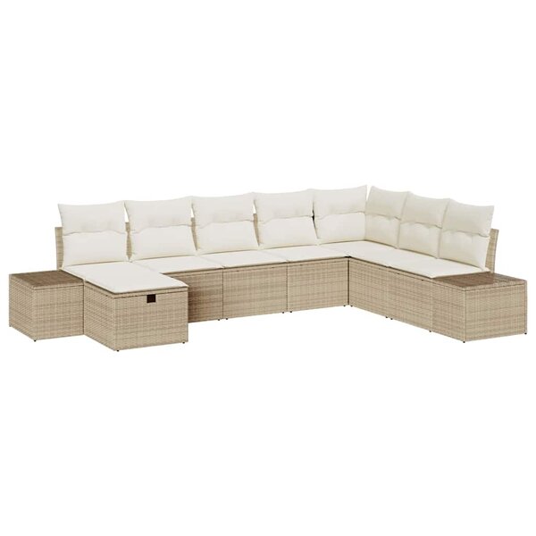 vidaXL Ensemble de canapé de jardin 8 Pièces Beige 55 x 62 x 69 cm