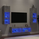 vidaXL Unités murales TV avec LED 6 Pièces gris béton bois d'ingénierie
