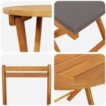 vidaXL Ensemble Bistro Pliable 3 Pièces avec Coussins en Bois Massif Acacia