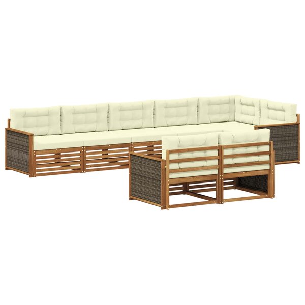 vidaXL Ensemble de canapés d'extérieur 8 pc Naturel et Crème