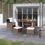 vidaXL Jeu de chaise et tabouret de jardin 4 Pièces Résine tressée Marron