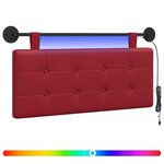 vidaXL Tête de lit suspendue Avec lumière LED Bordeaux Simili cuir