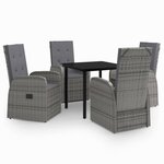 vidaXL Ensemble à manger de jardin avec coussins 5 Pièces Gris