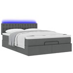 vidaXL Lit ottoman avec matelas et LED gris foncé 140x200 cm tissu