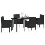 vidaXL Ensemble de salle à manger pour jardin 5 Pièces Noir polyrotin