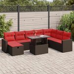 vidaXL Salon de jardin avec coussins 9 Pièces marron résine tressée acacia
