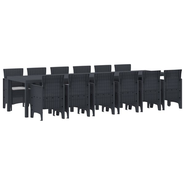 Ensemble de salle à manger de jardin vidaXL 13 pièces avec coussins anthracite poly rattan