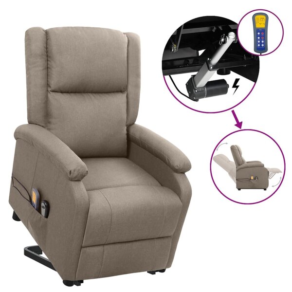 vidaXL Fauteuil de massage Taupe Tissu