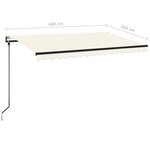 vidaXL Auvent automatique avec capteur de vent et LED 400x350 cm Crème
