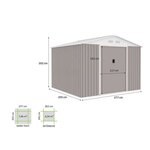 Abri de jardin en métal 7 06 m² - 277 x 255 x 202 cm - Kit d'ancrage inclus - Taupe
