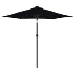 vidaXL Parasol de jardin avec LED mât en acier noir 225x225x212 cm
