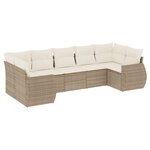 vidaXL Salon de jardin avec coussins 7 Pièces beige résine tressée