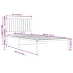 vidaXL Cadre de lit métal sans matelas avec tête de lit blanc 90x200cm