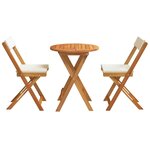 vidaXL Ensemble bistro de jardin 3 Pièces Marron Bois d'acacia massif