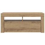 vidaXL Meuble TV avec lumières LED chêne artisanal bois d'ingénierie