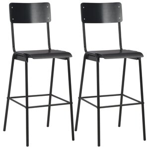 vidaXL Chaises de bar lot de 2 noir contreplaqué solide et acier
