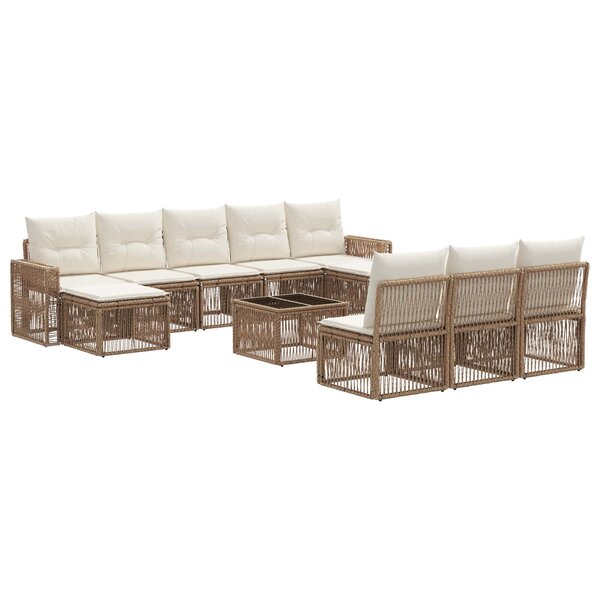 vidaXL Ensemble de canapé de jardin 11 Pièces Beige et blanc crème