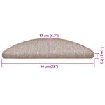 vidaXL Tapis d'escalier 20 pièces 56 x 17 x 3 cm Marron clair Demi-rond