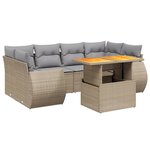 vidaXL Salon de jardin avec coussins 7 Pièces beige résine tressée