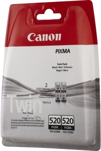 Canon pack de 2 cartouche d'encre  - pgi-520bk - noir - capacité standard blister avec alarme