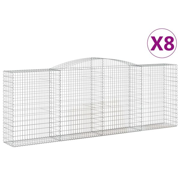 vidaXL Paniers à gabions arqués 8 Pièces 400x50x140/160 cm Fer galvanisé