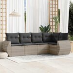vidaXL Salon de jardin 5 Pièces avec coussins gris clair résine tressée