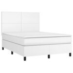 vidaXL Sommier à lattes de lit avec matelas Blanc 140x190cm Similicuir