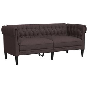 vidaXL Canapé Chesterfield 2 places marron foncé tissu