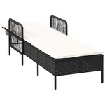 vidaXL Chaise longue avec coussin Noir 157 x 55 x 92cm polyrotin