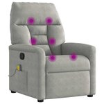 vidaXL Fauteuil inclinable de massage gris clair tissu microfibre