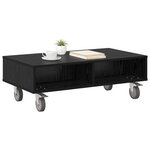 vidaXL Table d'appoint avec roues Chêne noir 90 x 50 x 30 cm