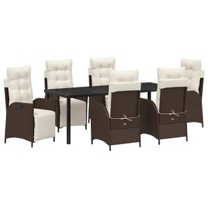vidaXL Ensemble de salle à manger pour jardin 7 Pièces Marron polyrotin