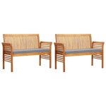 vidaXL Ensemble à manger d'extérieur 3 Pièces et coussins Acacia solide