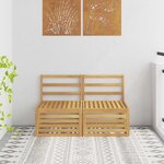 vidaXL 2 Pièce Sofa de milieu extérieur Bois d'Acacia Massif Blanc
