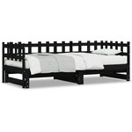 vidaXL Lit coulissant sans matelas noir 2x(80x200) cm Bois massif
