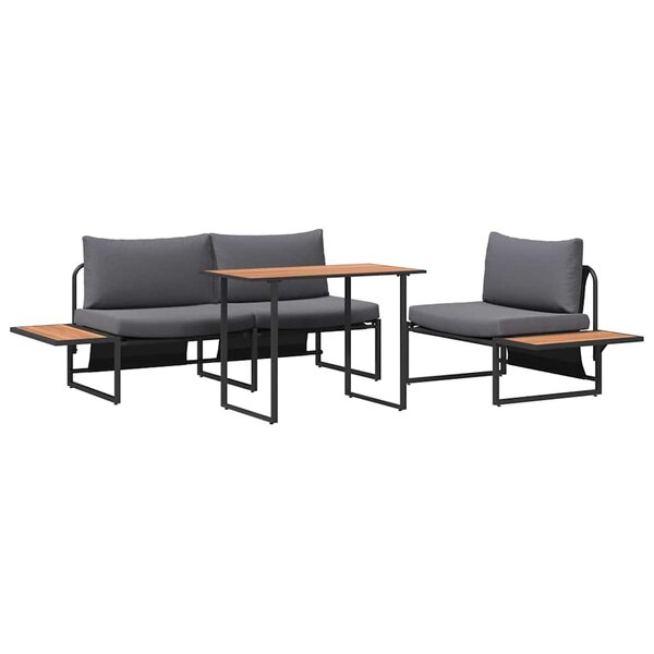 vidaXL Ensemble de salle à manger pour jardin 3 Pièces Anthracite Acier
