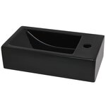 vidaXL Vasque avec trou de robinet Céramique Noir 46 x 25 5 x 12 cm