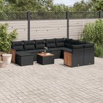vidaXL Salon de jardin 11 Pièces avec coussins noir résine tressée