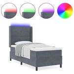 vidaXL Lit à Ressorts avec Matelas LED Gris foncé 80 x 200 cm Velours