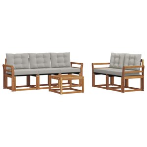 vidaXL Ensemble de canapés d'extérieur 6 pc Gris Naturel et Clair