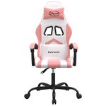 vidaXL Chaise de jeu pivotante Blanc et rose Similicuir