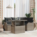 Ensemble de Canapé de Jardin de 5 Pièces avec Coussins Gris en Rattan Synthétique